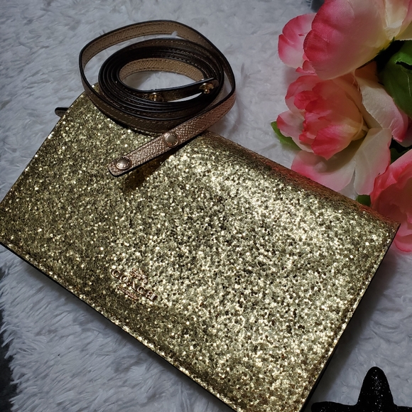 NwT COACH Gold Glitter Crossbody Party Bag - Picture 3 of 11